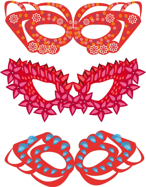 Conjunto de máscaras de carnaval — Vetor de Stock