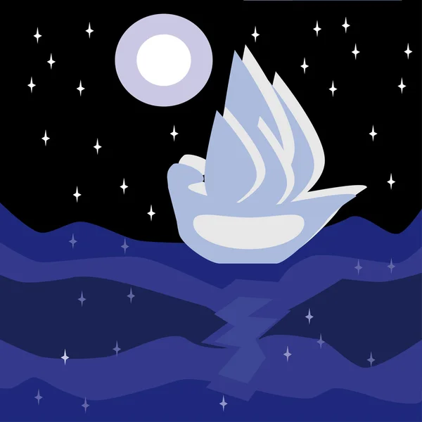 夜の船 — ストックベクタ