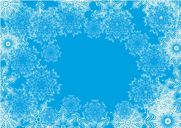 Marco de invierno abstracto con copos de nieve — Vector de stock