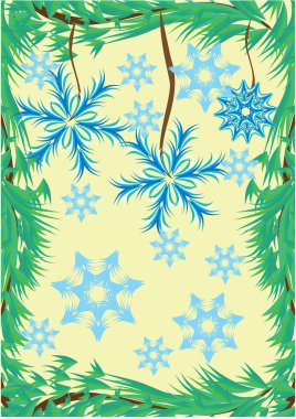 winter frame with branch of christmas-tree clipart
