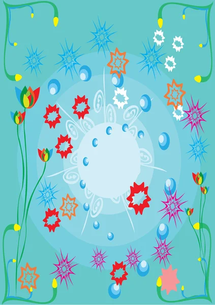 Абстрактний синій фон з квітами — стоковий вектор
