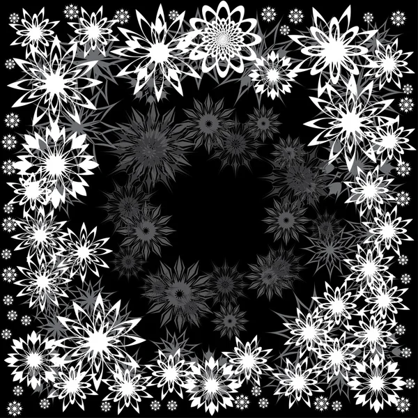 Floral winter frame met sneeuwvlokken — Stockvector