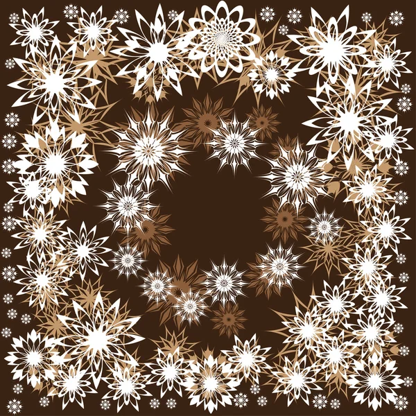Cornice invernale floreale con fiocchi di neve — Vettoriale Stock