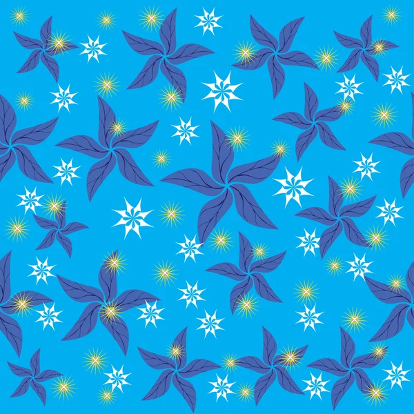 抽象的な花と明るい星の夜空 — ストックベクタ
