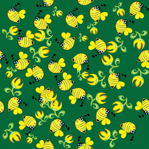 Абстрактная бесшовная структура с пчелами — стоковый вектор