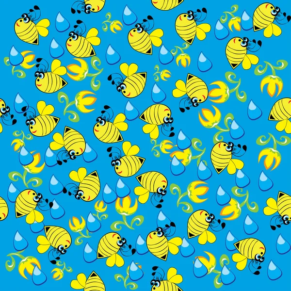 Абстрактная бесшовная структура с пчелами — стоковый вектор