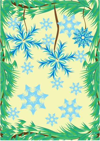 Vintern ram med gren av julgran — Stock vektor