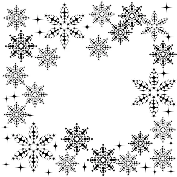 Floral winter frame met sneeuwvlokken — Stockvector