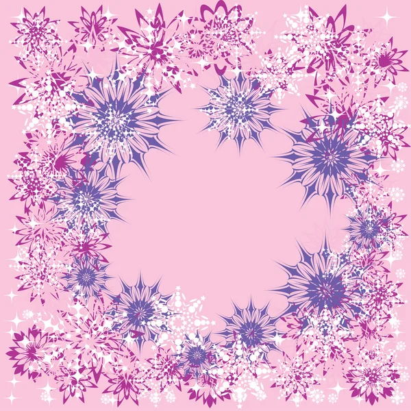 Квіткова зимова рамка зі сніжинками — стоковий вектор