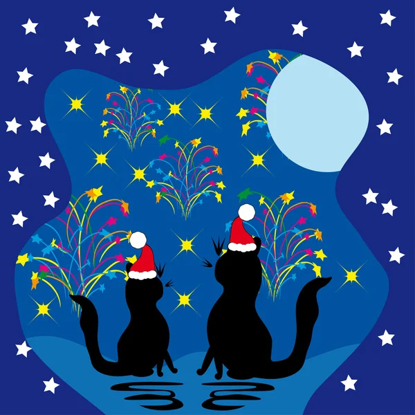 Two cats meet a holiday — Stock Vector