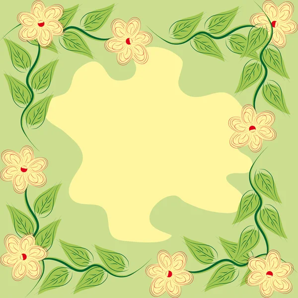 Abstrakter Rahmen mit Blüten und Blättern — Stockvektor