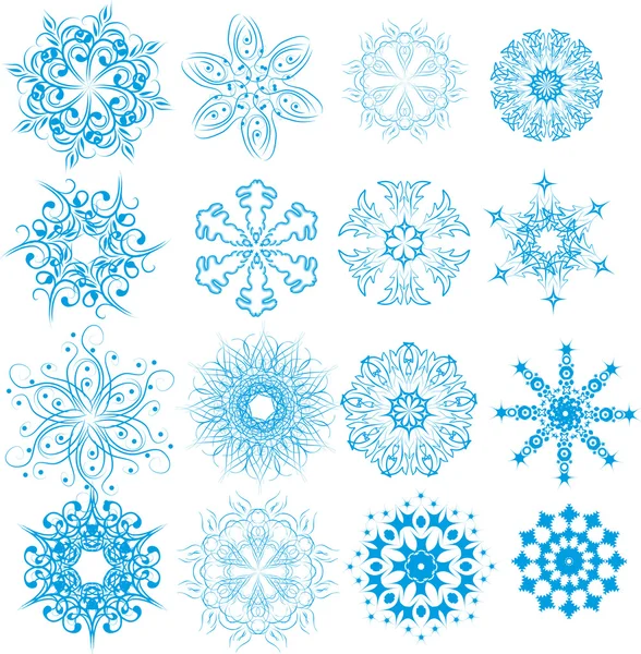 Conjunto de abstracto aislado vector copo de nieve — Archivo Imágenes Vectoriales
