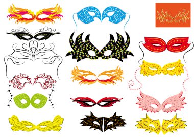 Set of abstract vector isolated carnival masks clipart