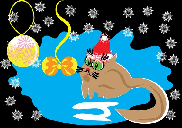 Cartoon cat on celebratory background — Stock Vector