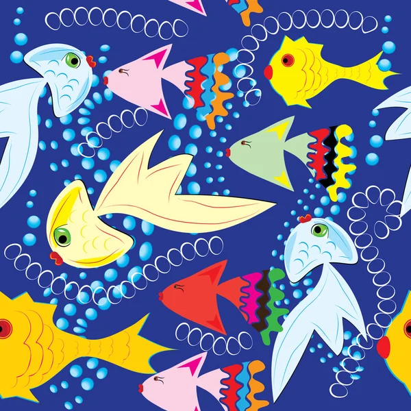 Motif abstrait sans couture avec des poissons — Image vectorielle