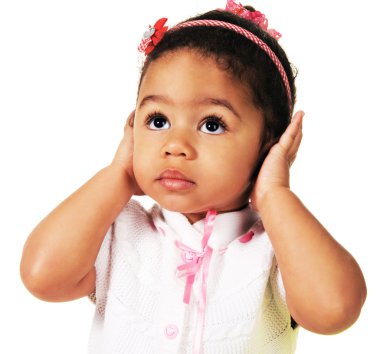 Cute little girl shutting dawn her ears clipart