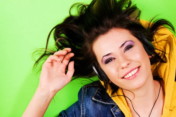 Lovely girl have fun with a music — Stock Photo, Image