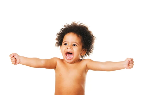 Ekspresyjny małe dziecko krzyczy — Zdjęcie stockowe
