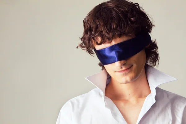 Handsome blindfold man — Stock Photo, Image