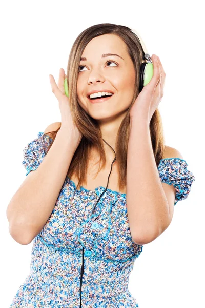 Menina encantadora ouvir uma música — Fotografia de Stock