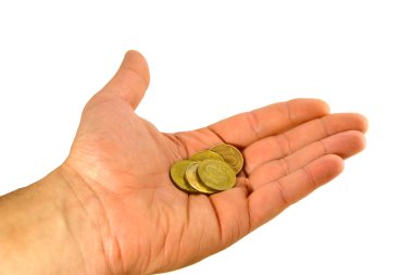 Man's palm with money clipart