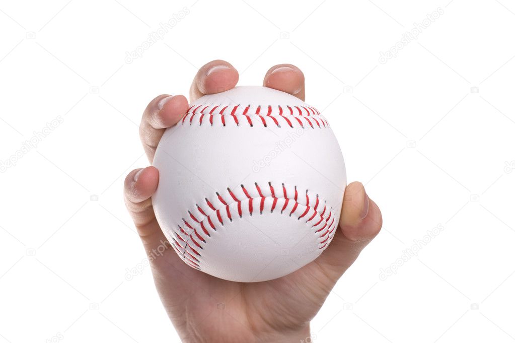 Hand and the baseball ball