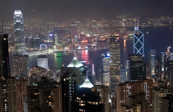 stock image View of Hong Kong downtown at night