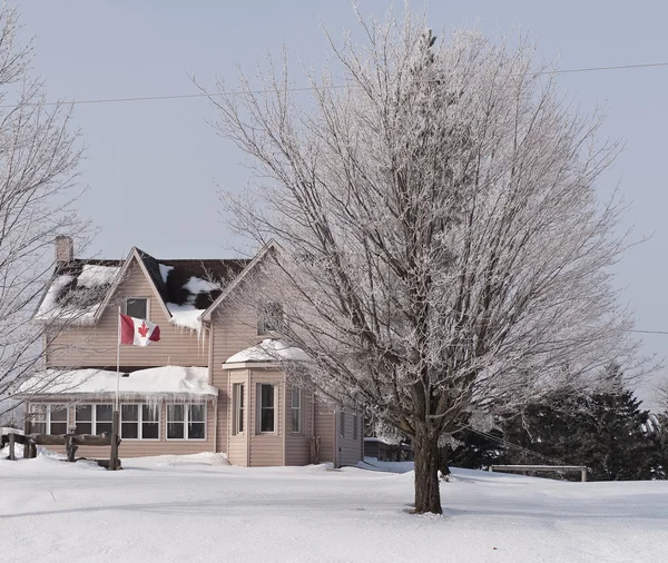 stock image Winter in Canada, countryside house