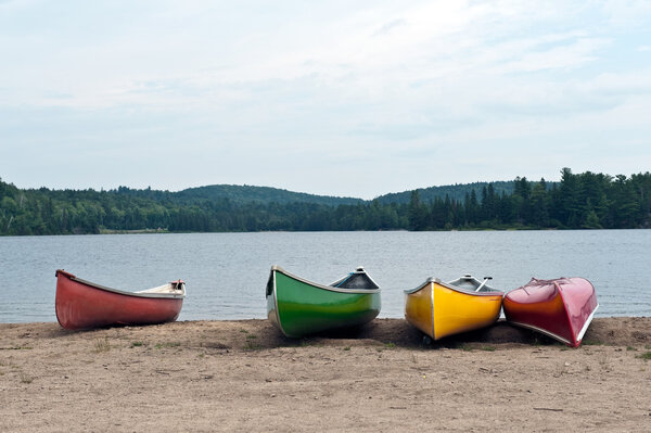 Canoes on the lake