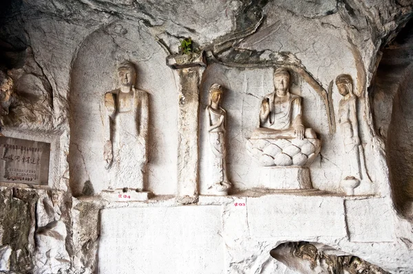 Budha-Skulpturen Höhlen Guilin Montouins — Stockfoto