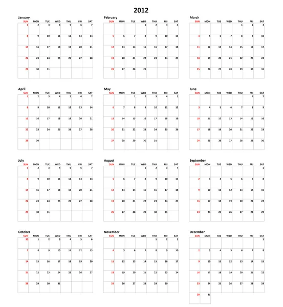 Stock image Calendar for 2012