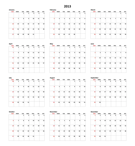 stock image Calendar for 2013