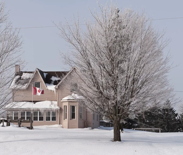 Winter in Canada, countryside house Stock Photo