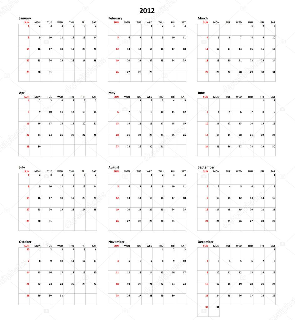 Calendar for 2012 — Stock Photo © mark52 #7006347