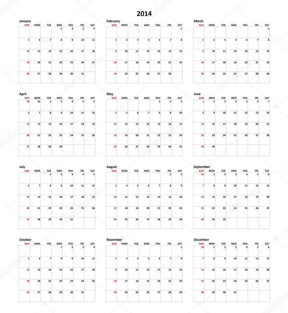 Calendar for 2014 — Stock Photo © mark52 #7006349