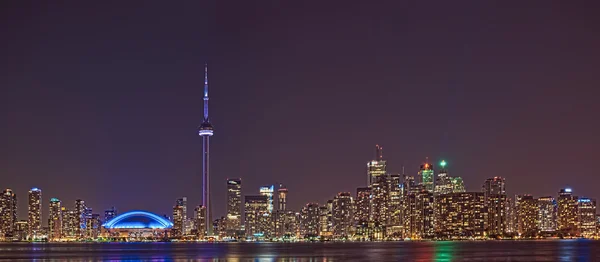 Toronto noční Panorama cn tower centru mrakodrapy slunce canad — Stock fotografie