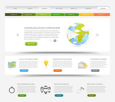 Web design website template with colorful icons clipart