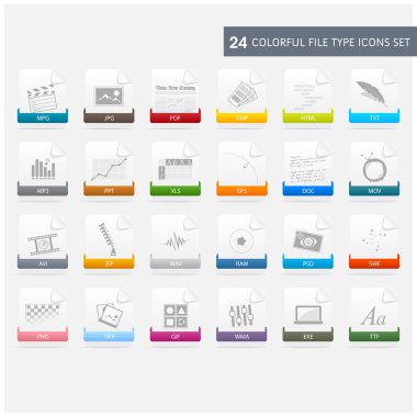 Files type icons set clipart