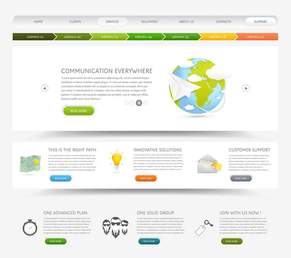 Plantilla web de diseño web con iconos de colores — Archivo Imágenes Vectoriales