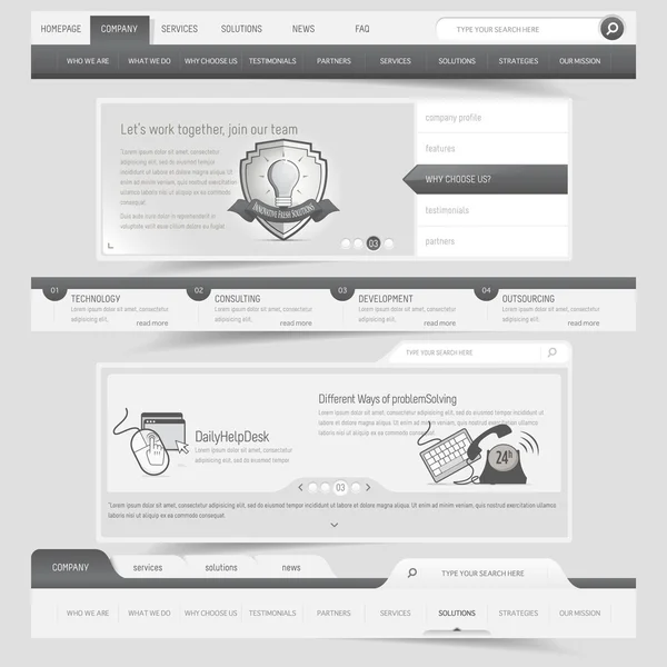 Set di navigazione Web design template — Vettoriale Stock