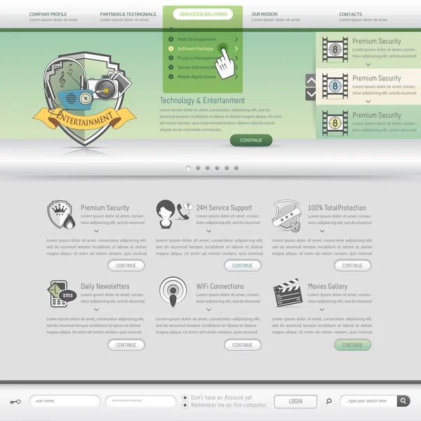 Plantilla de sitio web con icono — Vector de stock