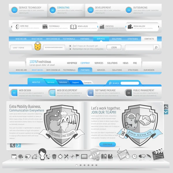 Elementos de plantilla de diseño web con icono — Archivo Imágenes Vectoriales