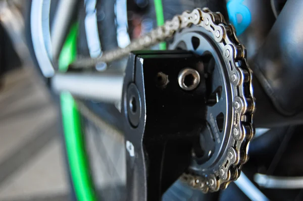 Bike delar och detaljer, kedja — Stockfoto