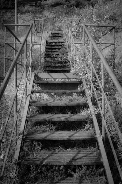 Iron steps black and white — Stock Photo, Image