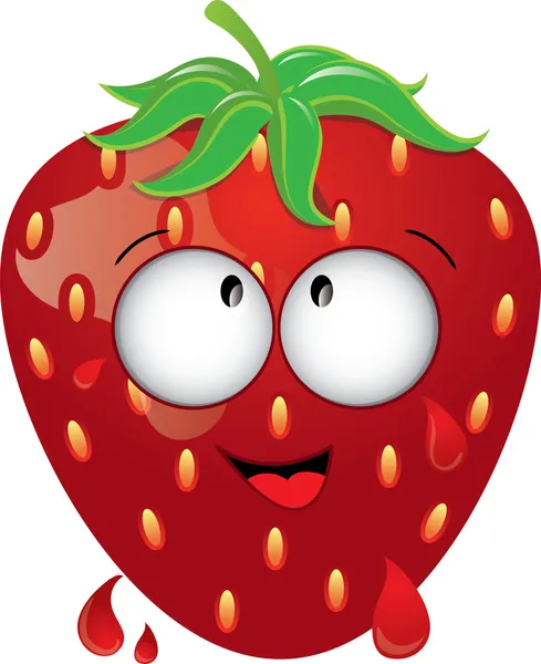 Clip Art Ilustración de una fresa feliz con jugo de goteo — Foto de Stock