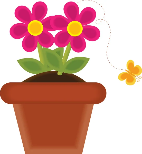Clipartów ilustracja kwiat wiosna rośnie w doniczce — Zdjęcie stockowe