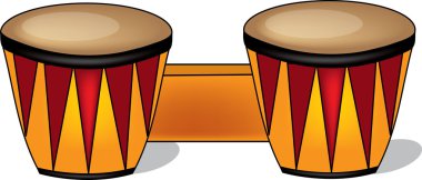 Clip Art Illustration of Wooden Bongo Drums clipart