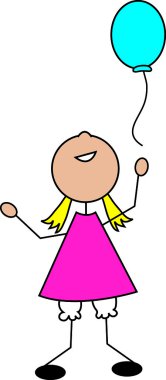 Clip Art Illustration of a Cartoon Girl with a Balloon clipart