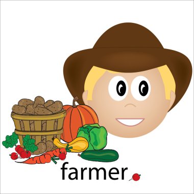 Clip Art Illustration of a Caucasian Farmer Job Icon clipart