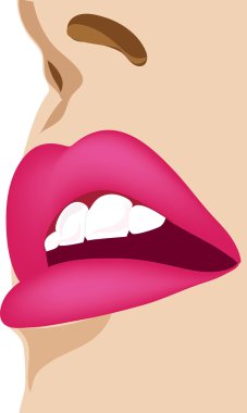 Clip Art Illustration of a Woman's Mouth with Lipstick clipart